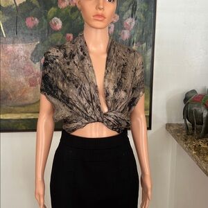 Zara satin tie dye top with front tie